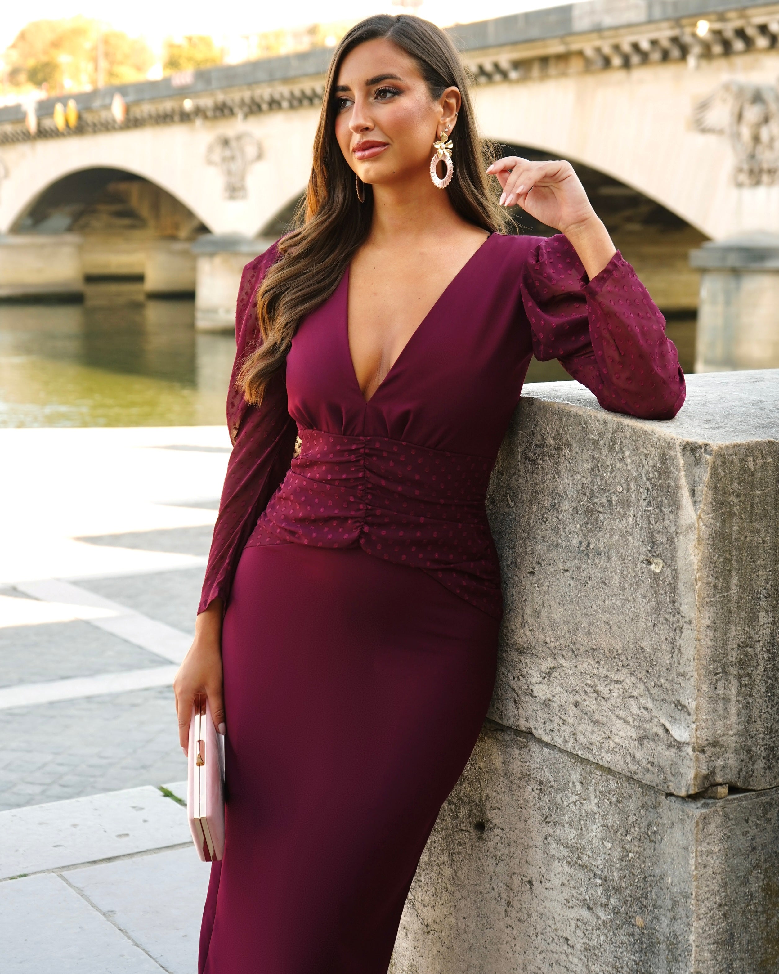 Gabrielle burgundy dress